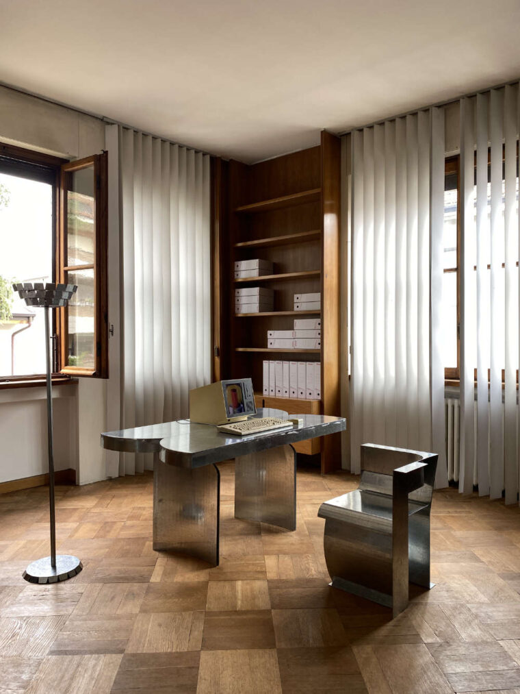 Chrome metallic interior installation Milan Design Week 2024