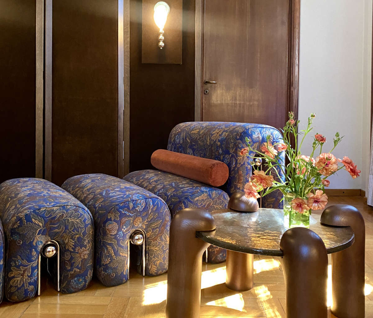 Soft Witness In Repose installation with Cono Chair and Sfondo screen at Alcova Milan Design Week 2025.