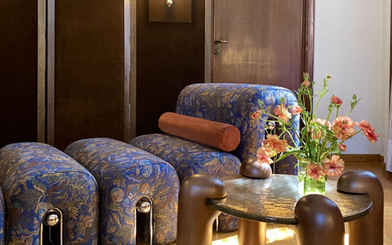 Soft Witness In Repose installation with Cono Chair and Sfondo screen at Alcova Milan Design Week 2025.